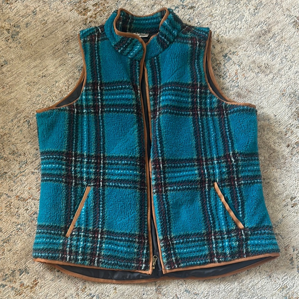 Kids Blue Plaid Fleece Vest